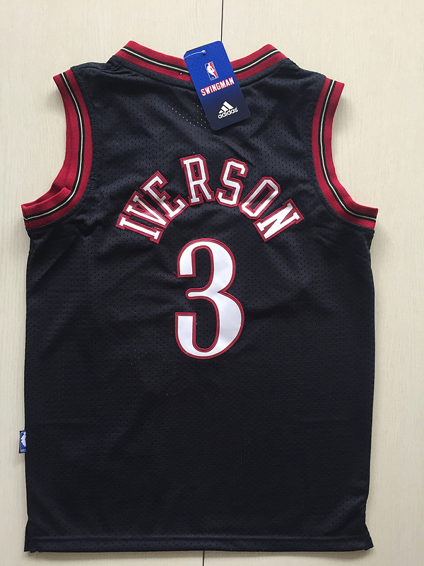 2017 NBA Philadelphia 76ers #3 Allen Iverson black kids jerseys